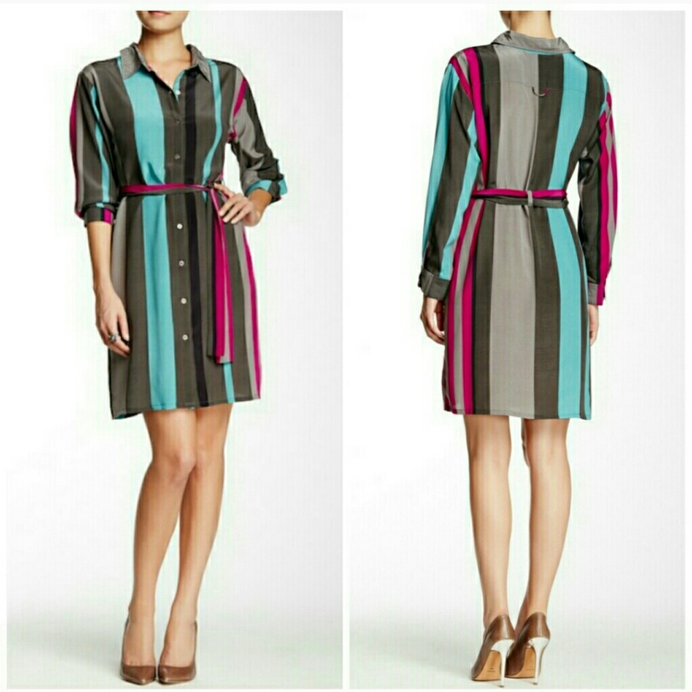 Presley Skye Striped Silk Dress Size XS